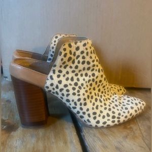 Pony hair mule heel boots